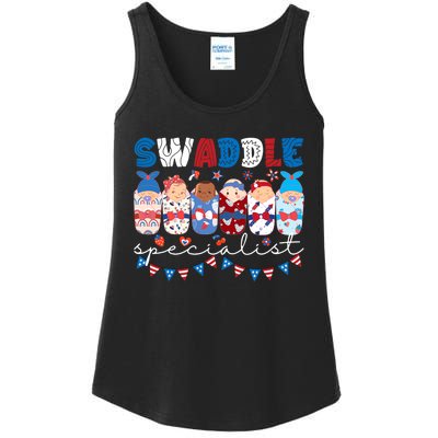 Swaddle Specialist Nicu Mother Baby Nurse 4th Of July Usa Ladies Essential Tank