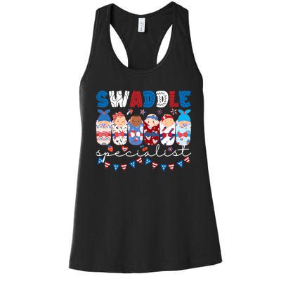 Swaddle Specialist Nicu Mother Baby Nurse 4th Of July Usa Women's Racerback Tank