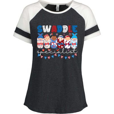 Swaddle Specialist Nicu Mother Baby Nurse 4th Of July Usa Enza Ladies Jersey Colorblock Tee