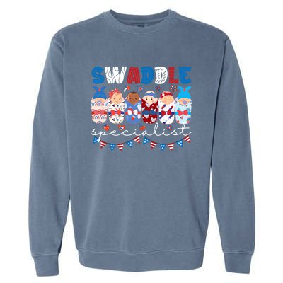 Swaddle Specialist Nicu Mother Baby Nurse 4th Of July Usa Garment-Dyed Sweatshirt