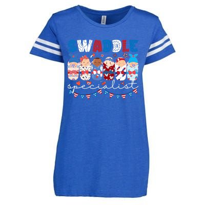 Swaddle Specialist Nicu Mother Baby Nurse 4th Of July Usa Enza Ladies Jersey Football T-Shirt