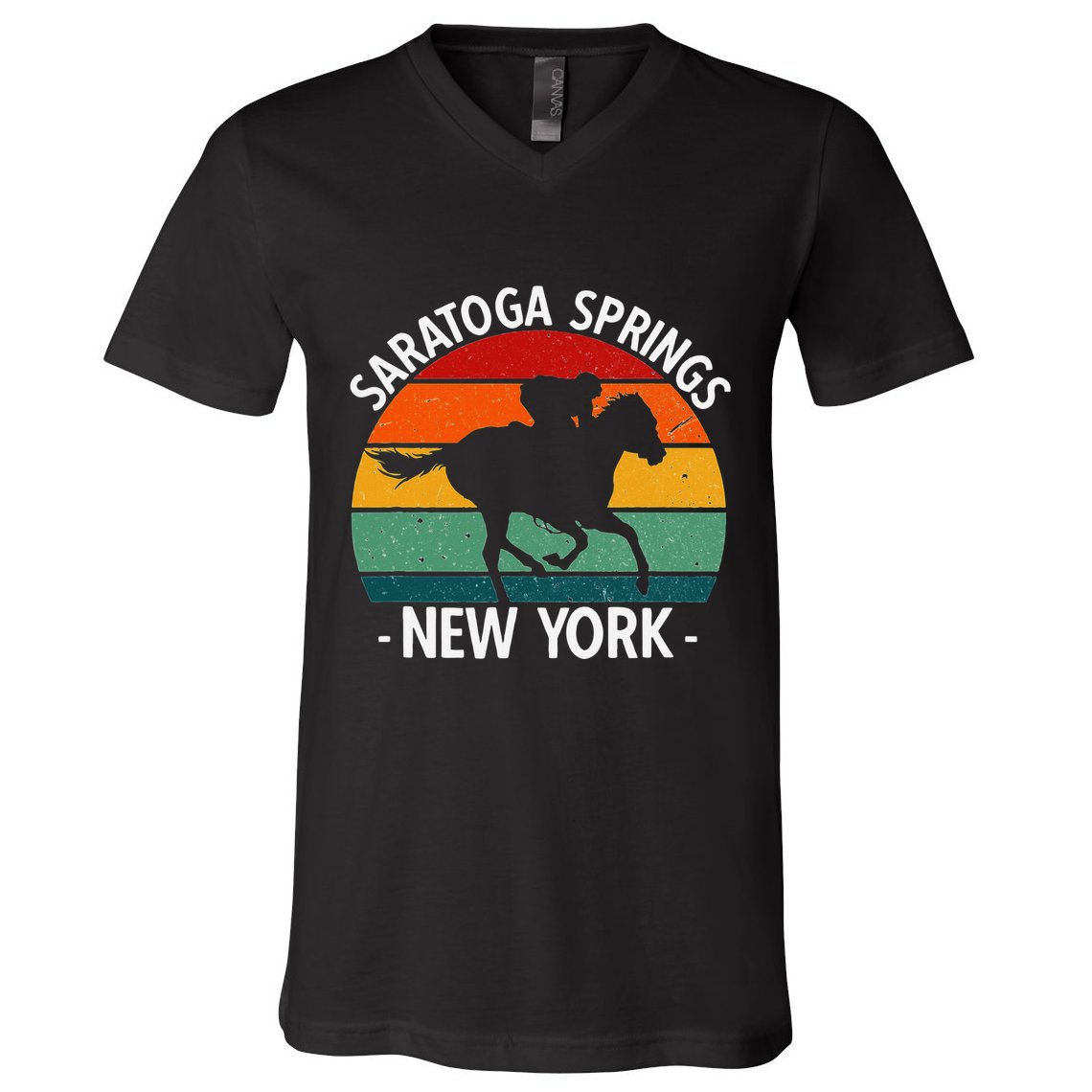 Saratoga Springs New York Toga Horse Racing V-Neck T-Shirt