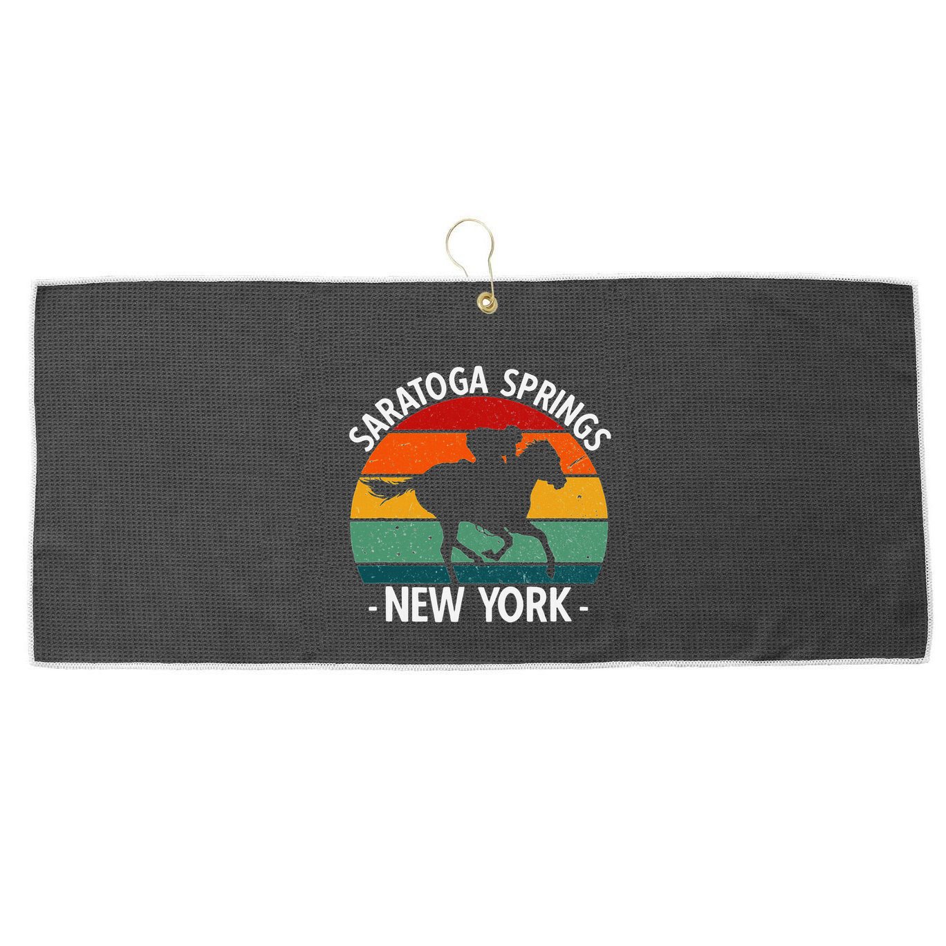 Saratoga Springs New York Toga Horse Racing Large Microfiber Waffle Golf Towel