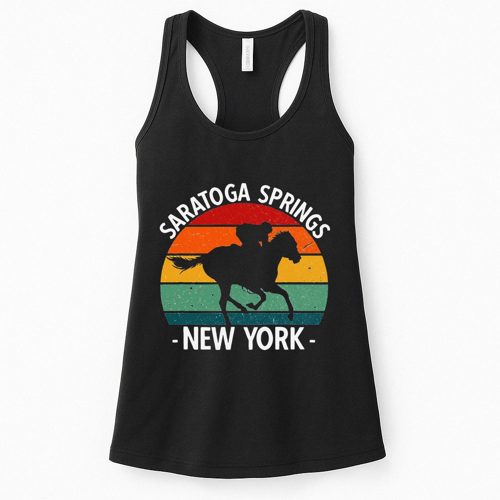 Saratoga Springs New York Toga Horse Racing Womens Tank Top