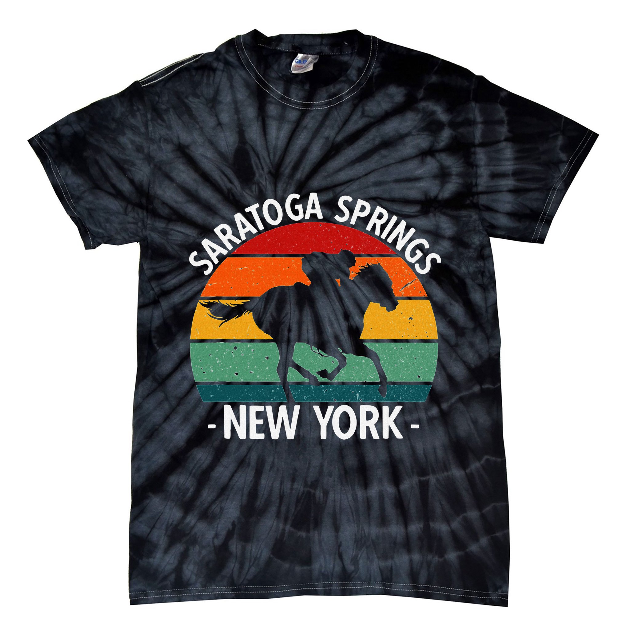 Saratoga Springs New York Toga Horse Racing Tie-Dye T-Shirt