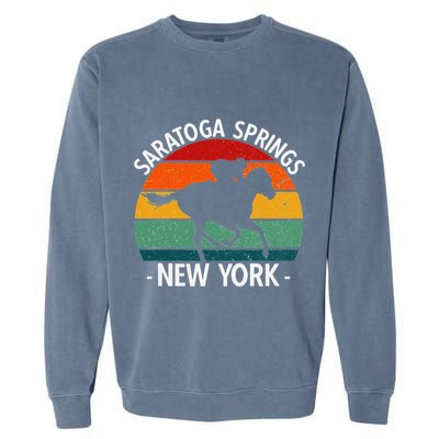 Saratoga Springs New York Toga Horse Racing Garment-Dyed Sweatshirt