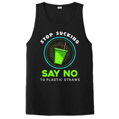 Stop Sucking No Plastic Straws Earth Day PosiCharge Competitor Tank