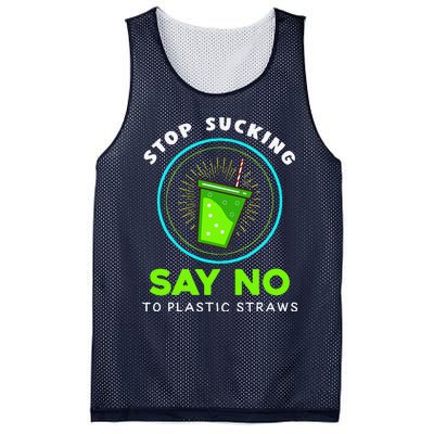 Stop Sucking No Plastic Straws Earth Day Mesh Reversible Basketball Jersey Tank