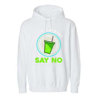 Stop Sucking No Plastic Straws Earth Day Garment-Dyed Fleece Hoodie