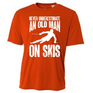 Skiing Skier Never Underestimate An Old On Skis Cool Gift Cooling Performance Crew T-Shirt