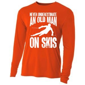 Skiing Skier Never Underestimate An Old On Skis Cool Gift Cooling Performance Long Sleeve Crew