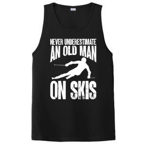 Skiing Skier Never Underestimate An Old On Skis Cool Gift PosiCharge Competitor Tank