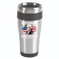 Stay Strapped Or Get Clapped 4th Of July Washington Funny 1776 16oz Travel Tumbler