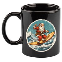 Surfing Santa On Surfboard Christmas In July Summer Surf 11oz C Handle Ceramic Mug