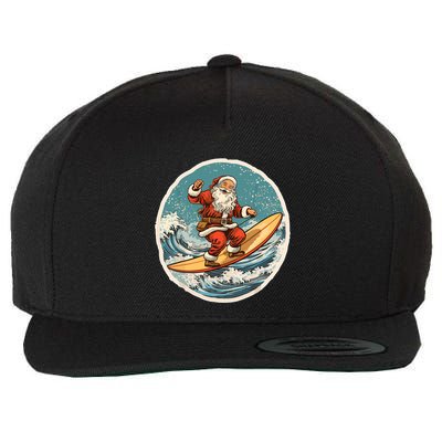 Surfing Santa On Surfboard Christmas In July Summer Surf Wool Snapback Cap