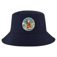 Surfing Santa On Surfboard Christmas In July Summer Surf Cool Comfort Performance Bucket Hat