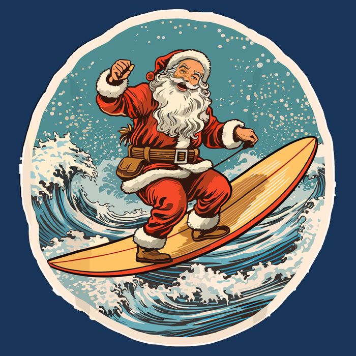 Surfing Santa On Surfboard Christmas In July Summer Surf Cool Comfort Performance Bucket Hat