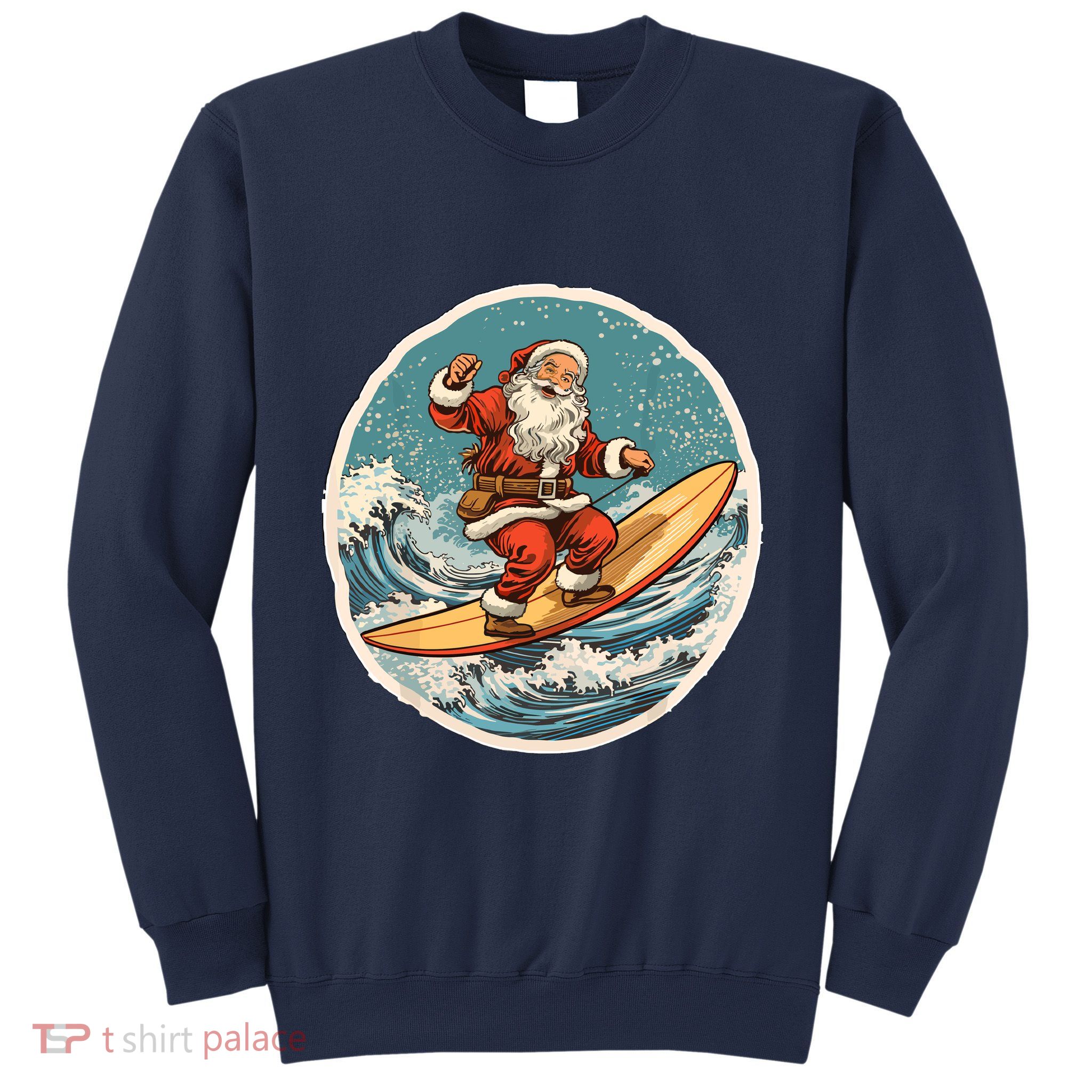 Surfing Santa On Surfboard Christmas In July Summer Surf Sweatshirt
