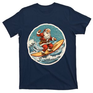 Surfing Santa On Surfboard Christmas In July Summer Surf T-Shirt