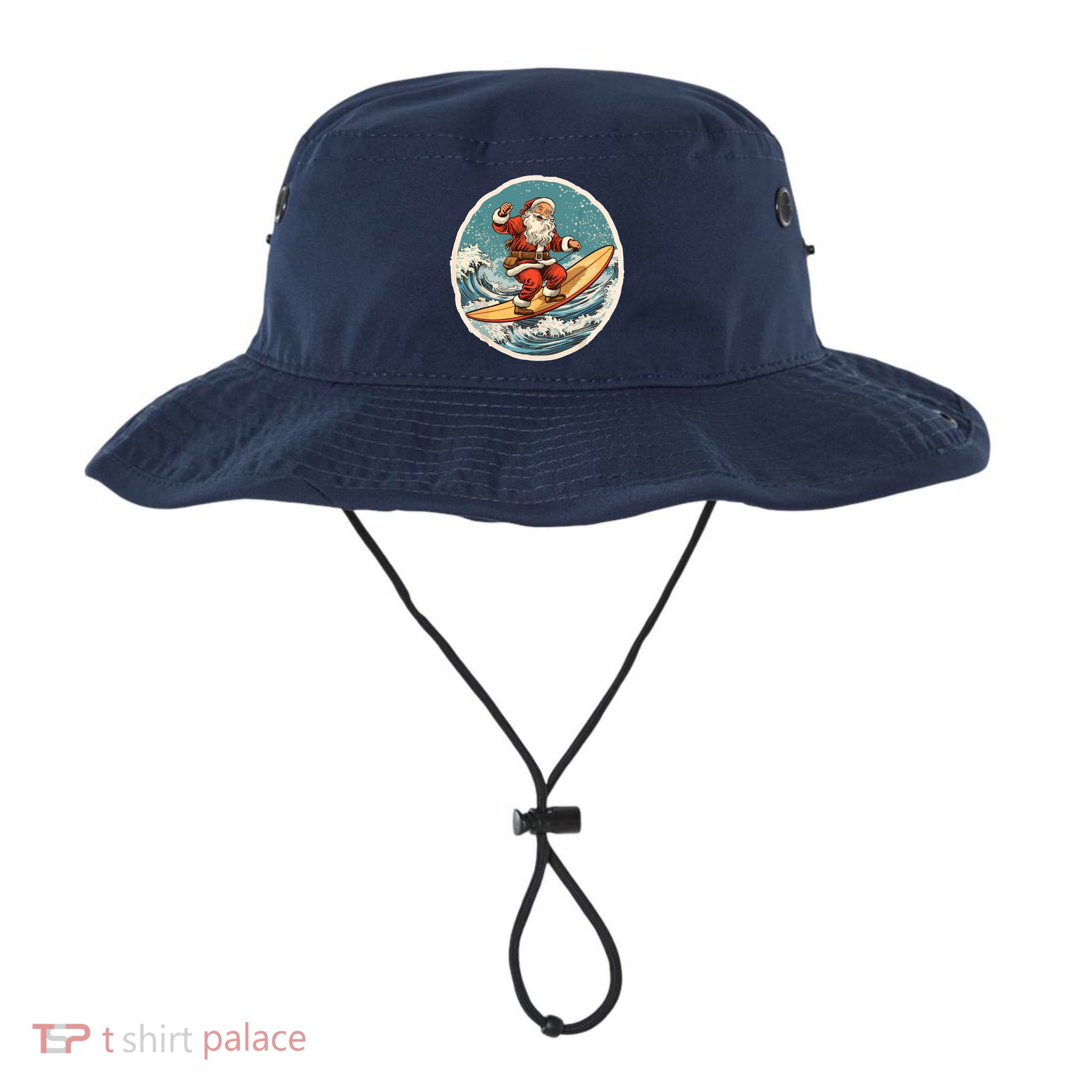 Surfing Santa On Surfboard Christmas In July Summer Surf Bucket Hat