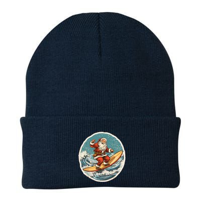 Surfing Santa On Surfboard Christmas In July Summer Surf Beanie