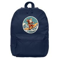 Surfing Santa On Surfboard Christmas In July Summer Surf 16 in Basic Backpack