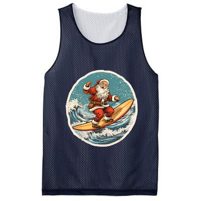 Surfing Santa On Surfboard Christmas In July Summer Surf Mesh Reversible Basketball Jersey Tank