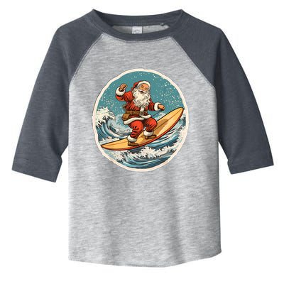 Surfing Santa On Surfboard Christmas In July Summer Surf Toddler Fine Jersey T-Shirt