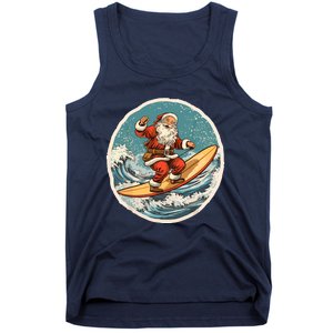 Surfing Santa On Surfboard Christmas In July Summer Surf Tank Top