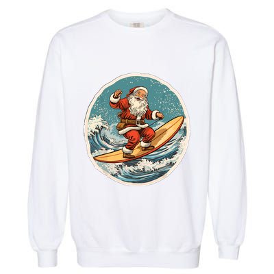 Surfing Santa On Surfboard Christmas In July Summer Surf Garment-Dyed Sweatshirt
