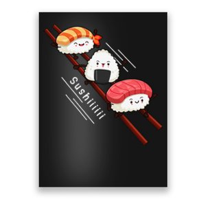 Sushi Sliding On Chopsticks Funny Kawaii Anime Japanese food  Poster