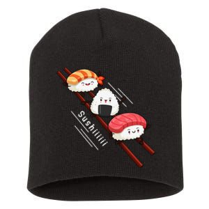 Sushi Sliding On Chopsticks Funny Kawaii Anime Japanese food  Short Acrylic Beanie