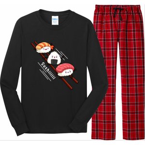 Sushi Sliding On Chopsticks Funny Kawaii Anime Japanese Food Gift Long Sleeve Pajama Set