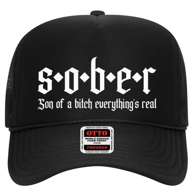 Sober Son Of A Bitch Everythings Real Alcoholics Aa Recovery Trucker Hat