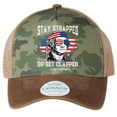 Stay Strapped Or Get Clapped George Washington 4th Of July Legacy Tie Dye Trucker Hat