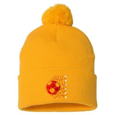 Soccer Pom Pom 12in Knit Beanie