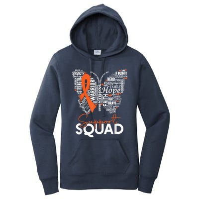 Support Squad Orange Ribbon Leukemia Blood Cancer Awareness Women's Pullover Hoodie