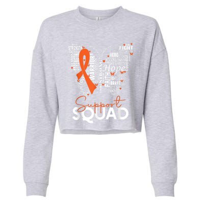 Support Squad Orange Ribbon Leukemia Blood Cancer Awareness Cropped Pullover Crew