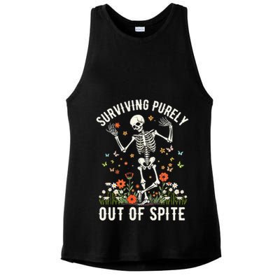 Skeleton Surviving Out Of Spite Alive Out Of Spite Ladies PosiCharge Tri-Blend Wicking Tank