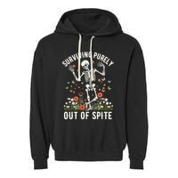 Skeleton Surviving Out Of Spite Alive Out Of Spite Garment-Dyed Fleece Hoodie