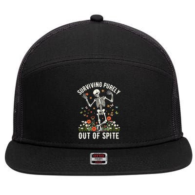 Skeleton Surviving Out Of Spite Alive Out Of Spite 7 Panel Mesh Trucker Snapback Hat