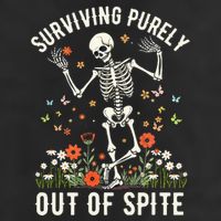 Skeleton Surviving Out Of Spite Alive Out Of Spite 7 Panel Mesh Trucker Snapback Hat