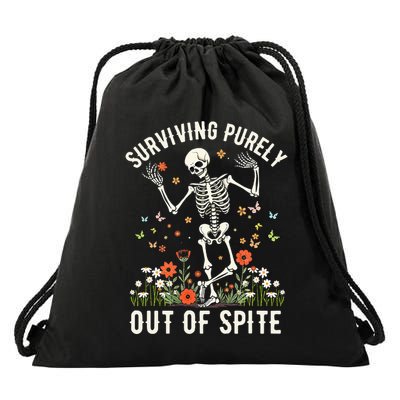 Skeleton Surviving Out Of Spite Alive Out Of Spite Drawstring Bag