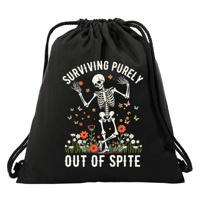 Skeleton Surviving Out Of Spite Alive Out Of Spite Drawstring Bag