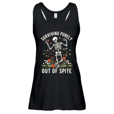 Skeleton Surviving Out Of Spite Alive Out Of Spite Ladies Essential Flowy Tank