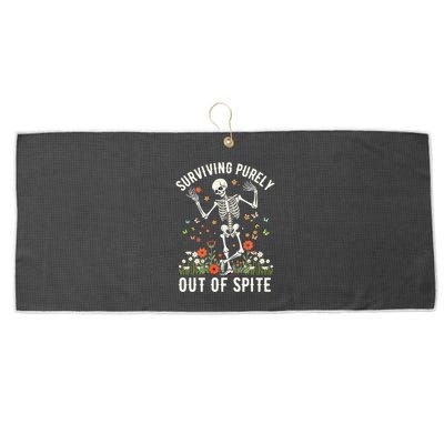Skeleton Surviving Out Of Spite Alive Out Of Spite Large Microfiber Waffle Golf Towel