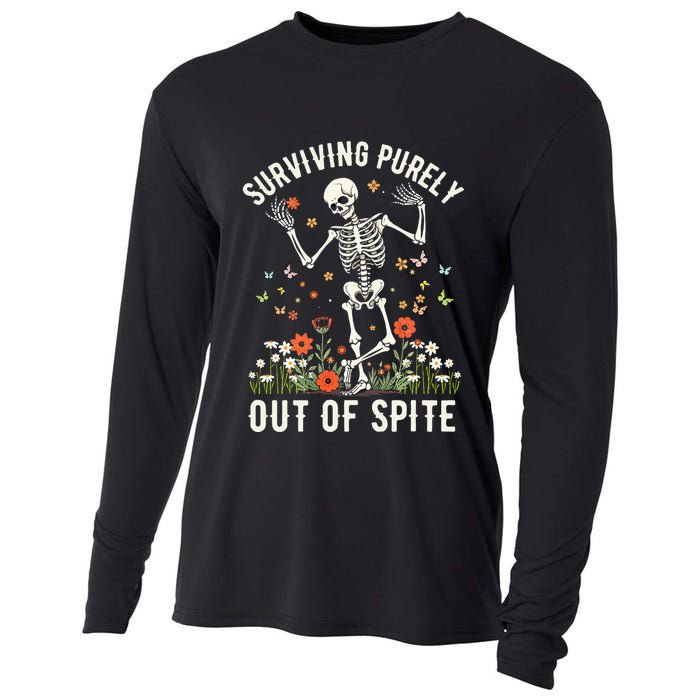 Skeleton Surviving Out Of Spite Alive Out Of Spite Cooling Performance Long Sleeve Crew
