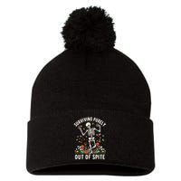 Skeleton Surviving Out Of Spite Alive Out Of Spite Pom Pom 12in Knit Beanie