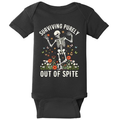 Skeleton Surviving Out Of Spite Alive Out Of Spite Baby Bodysuit