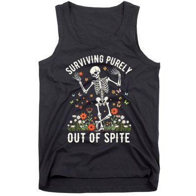 Skeleton Surviving Out Of Spite Alive Out Of Spite Tank Top